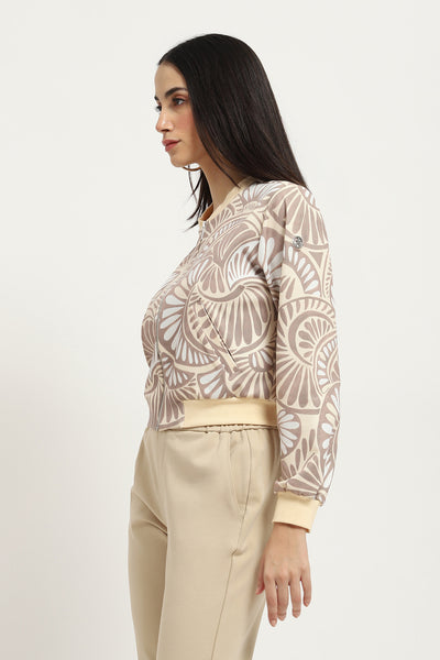 Label Ritu Kumar Beige Athliesure Bomber Jacket indian designer wear online shopping melange singapore