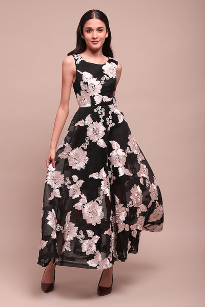 Label Ritu Kumar Black Aaron Long Dress indian designer wear online shopping melange singapore