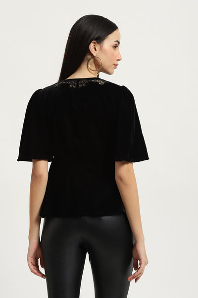 Black Abigail Velvet Top