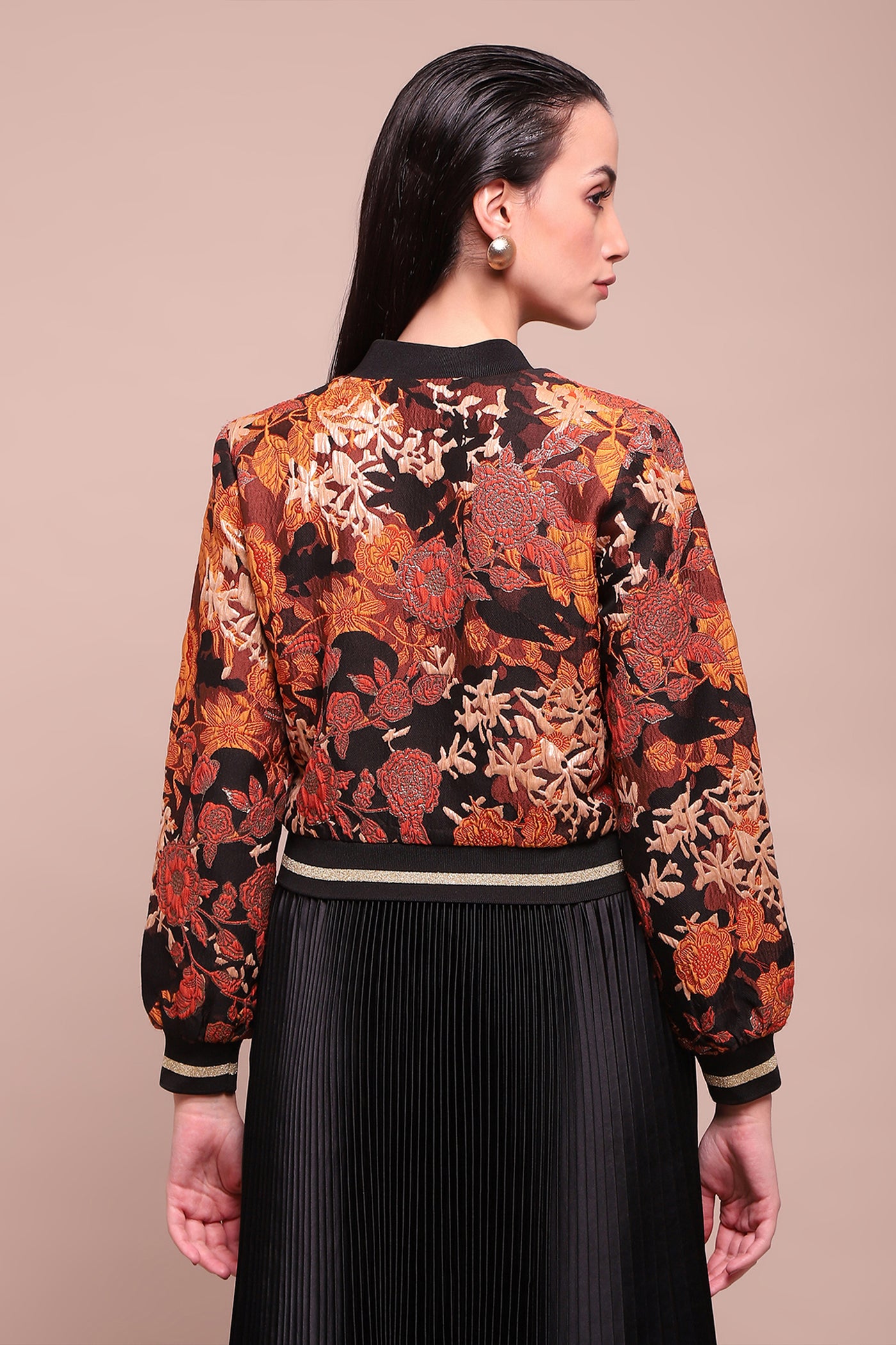 Label Ritu Kumar Black Floriane Jacket indian designer wear online shopping melange singapore