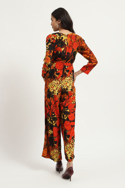 Label Ritu Kumar Black Floriane Jumpsuit indian designer wear online shopping melange singapore