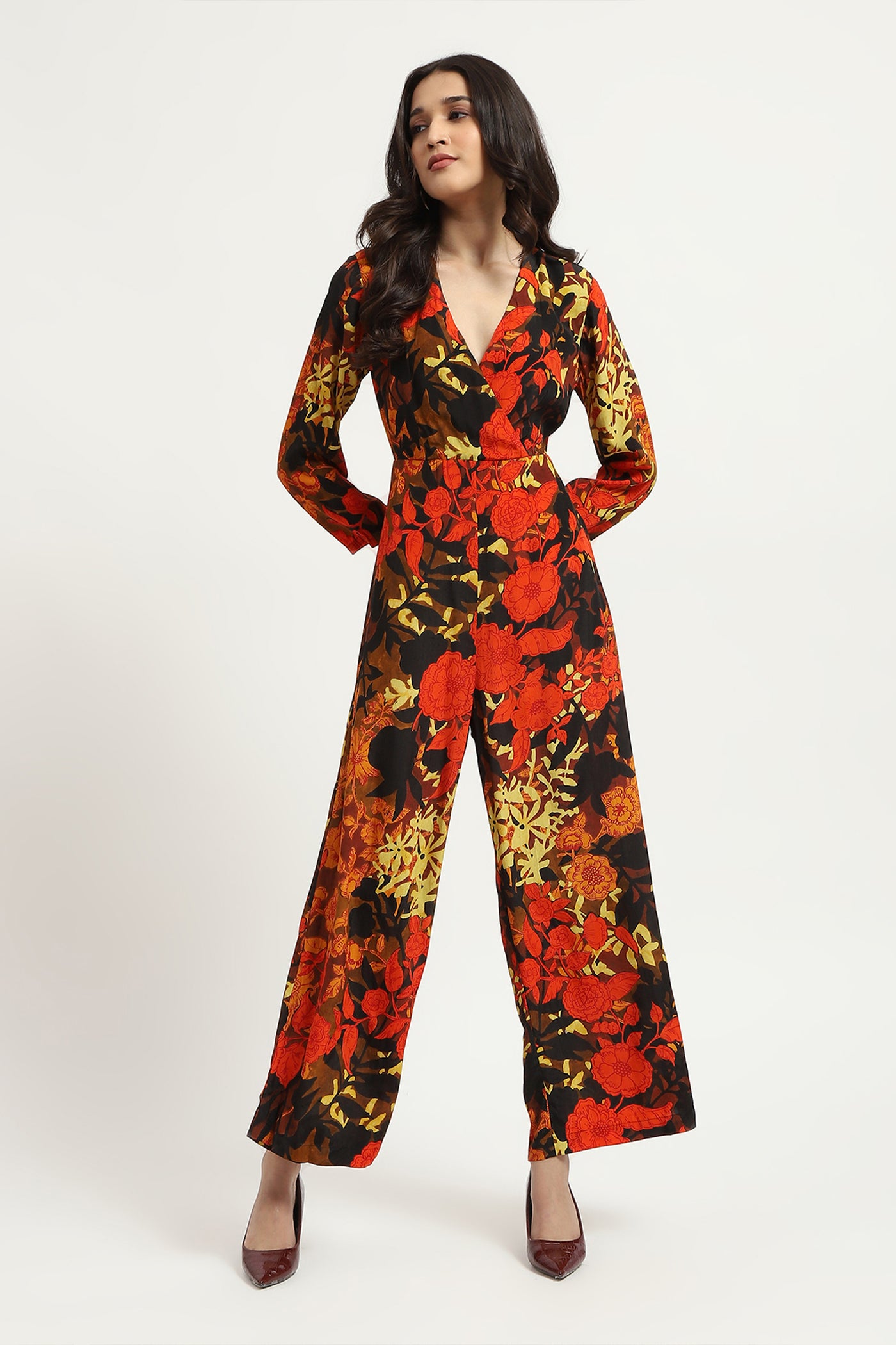 Label Ritu Kumar Black Floriane Jumpsuit indian designer wear online shopping melange singapore