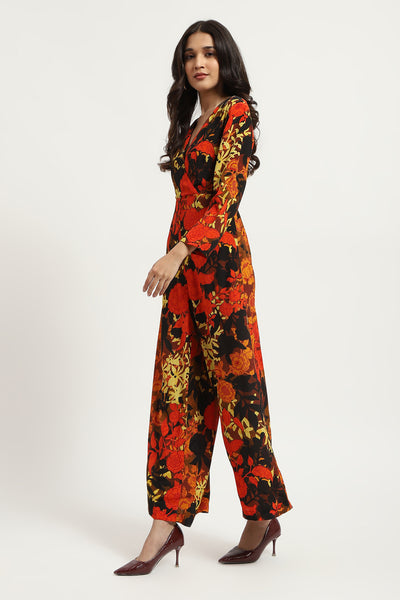 Label Ritu Kumar Black Floriane Jumpsuit indian designer wear online shopping melange singapore