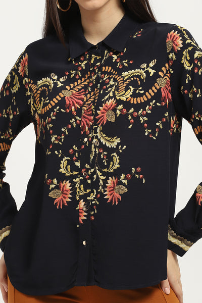 Label Ritu Kumar Black Itzel Shirt indian designer wear online shopping melange singapore