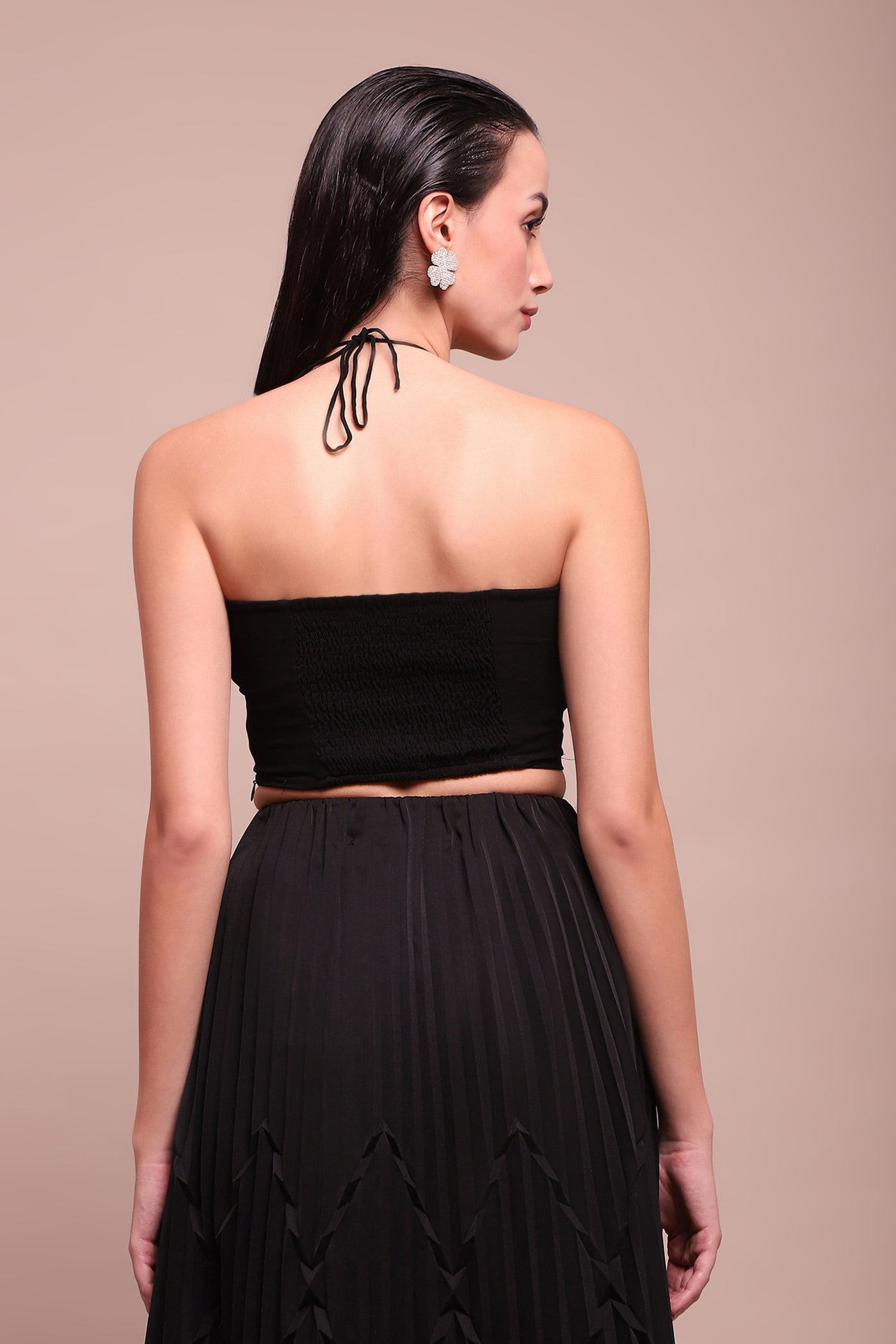 Label Ritu Kumar Black Leo Crop Top indian designer wear online shopping melange singapore
