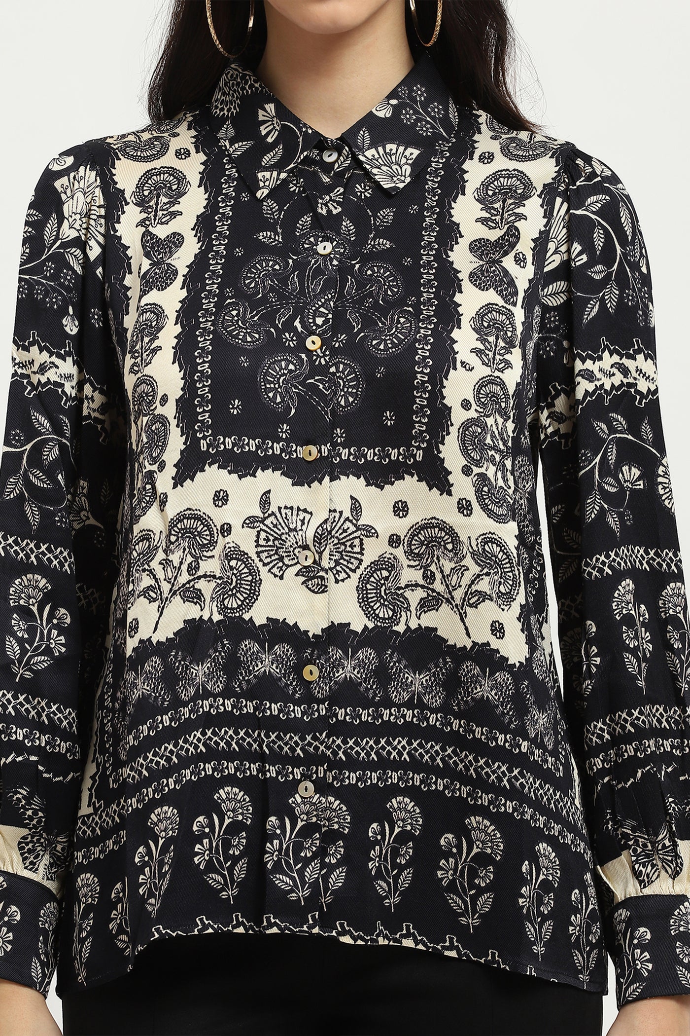 Label Ritu Kumar Black Liliana Shirt indian designer wear online shopping melange singapore