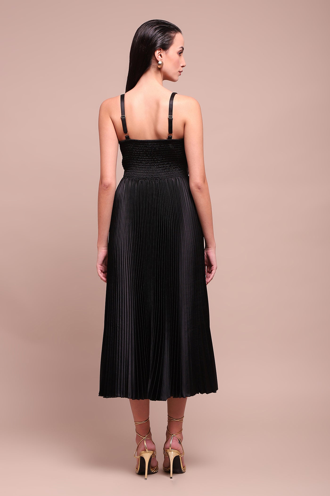 Label Ritu Kumar Black Nellie Corset Midi Dress indian designer wear online shopping melange singapore