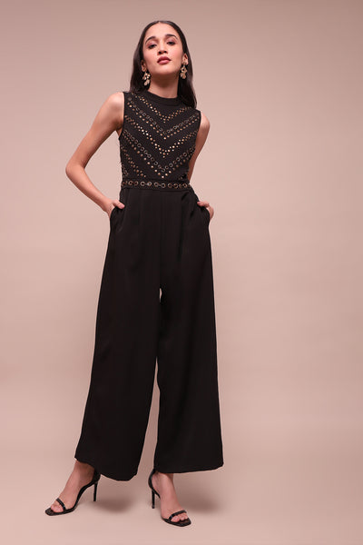 Label Ritu Kumar Black Paulina Jumpsuit indian designer wear online shopping melange singapore