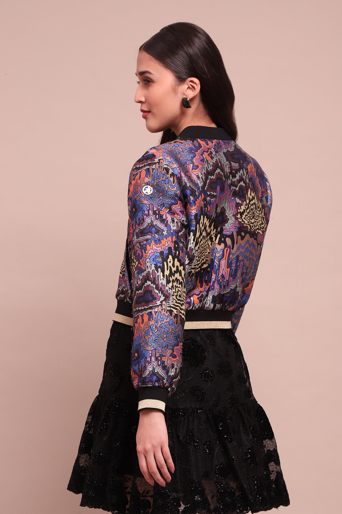 Label Ritu Kumar Blue Leora Jacquard Jacket indian designer wear online shopping melange singapore