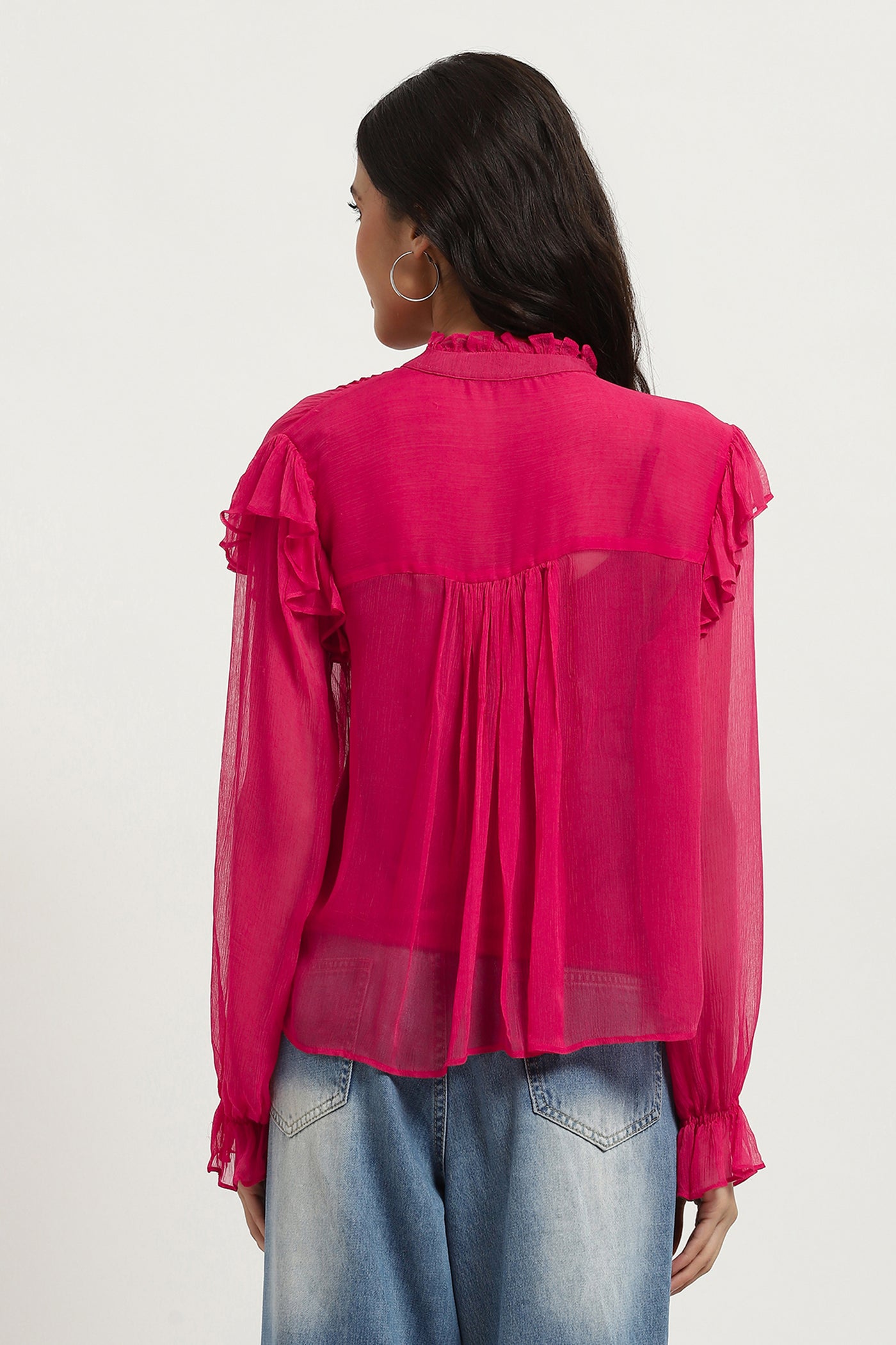 Label Ritu Kumar Fuschia Rhea Button-Down Top With Camisole indian designer wear online shopping melange singapore