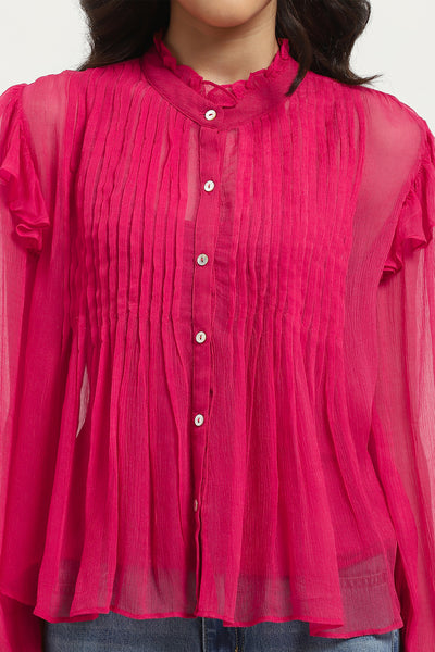 Label Ritu Kumar Fuschia Rhea Button-Down Top With Camisole indian designer wear online shopping melange singapore