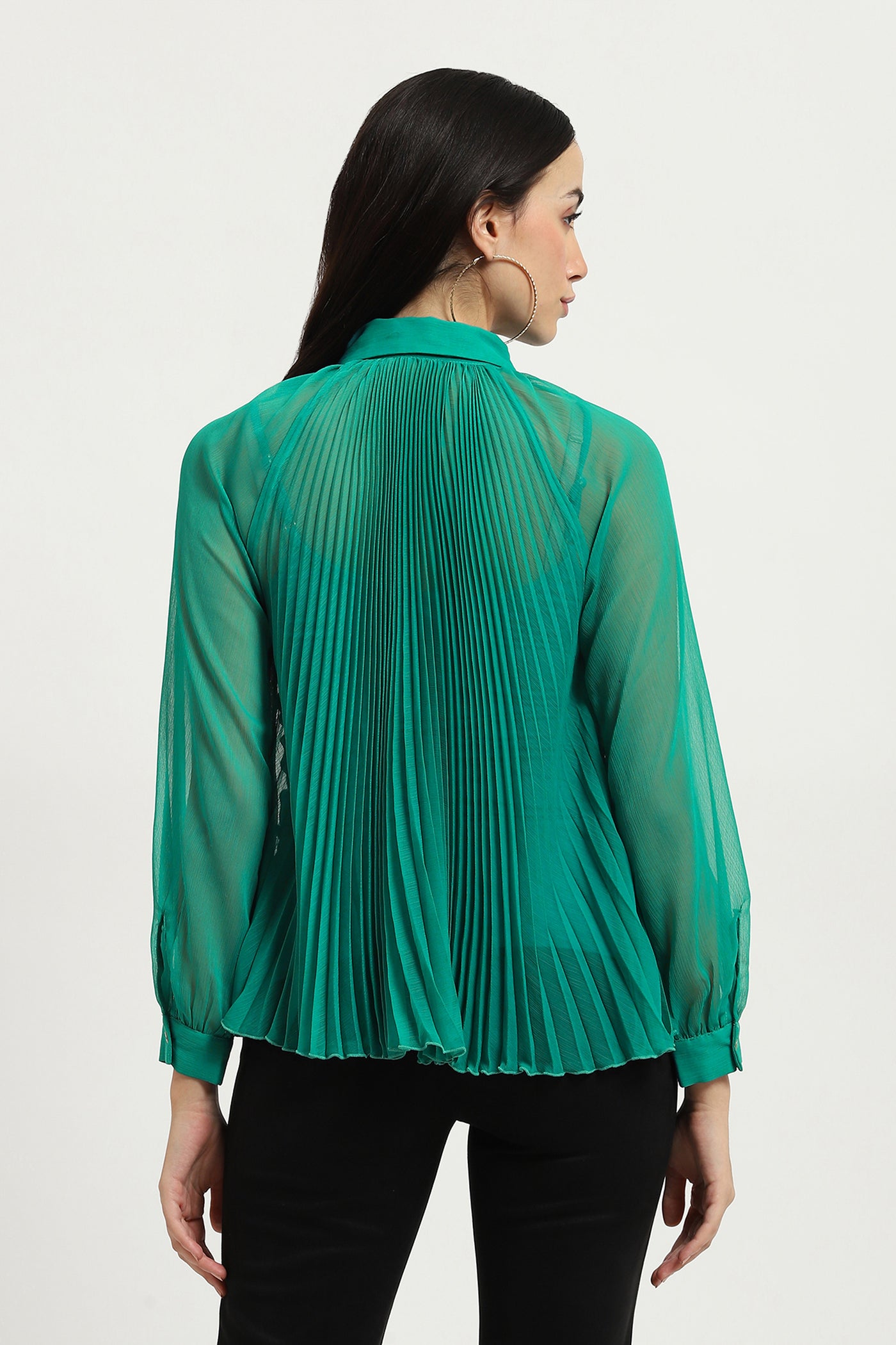 Label Ritu Kumar Green Tracy Shirt With Camisole indian designer wear online shopping melange singapore