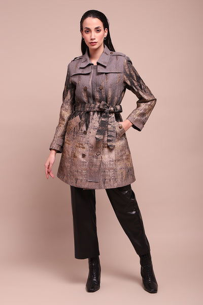 Label Ritu Kumar Grey Phoebe Coat indian designer wear online shopping melange singapore