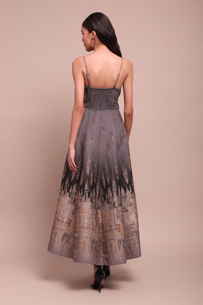 Label Ritu Kumar Grey Phoebe Long Dress indian designer wear online shopping melange singapore
