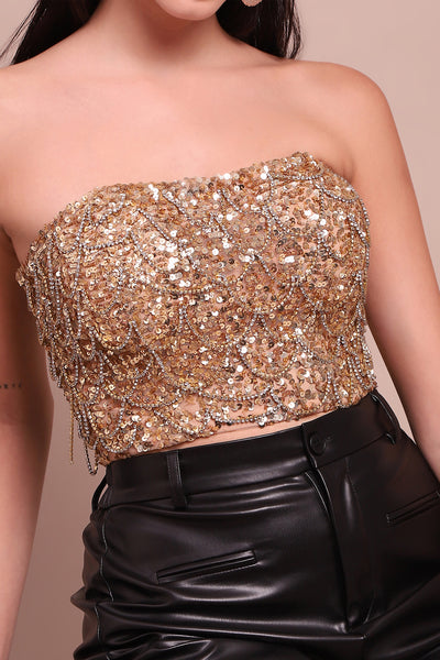 Label Ritu Kumar Metallic Amalfi Corset Top indian designer wear online shopping melange singapore