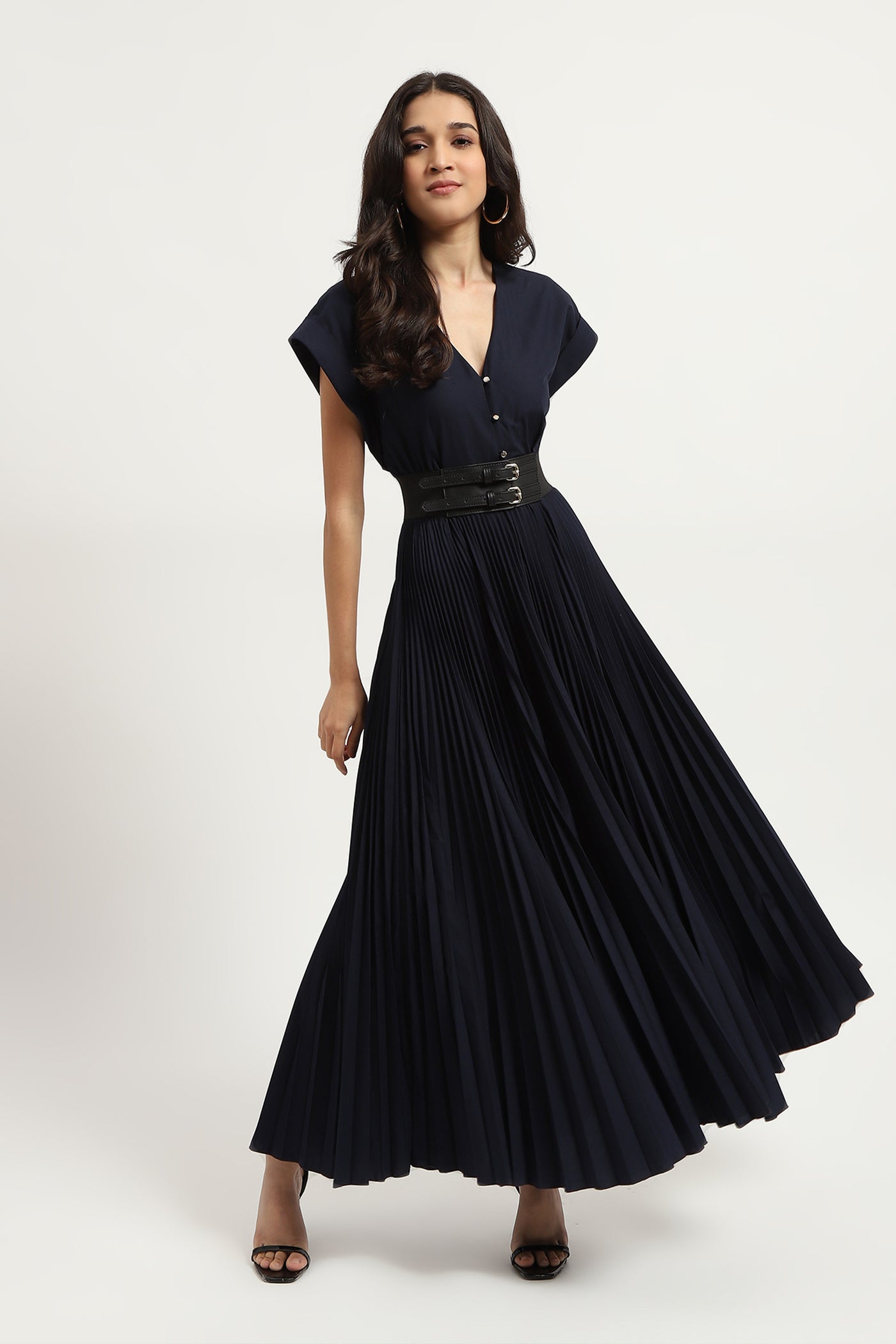 Label Ritu Kumar Midnight Blue Blainn Maxi Dress indian designer wear online shopping melange singapore