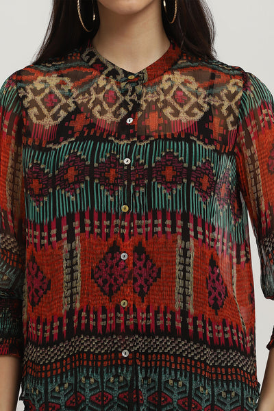 Label Ritu Kumar Multi-Color Sansa Shirt indian designer wear online shopping melange singapore
