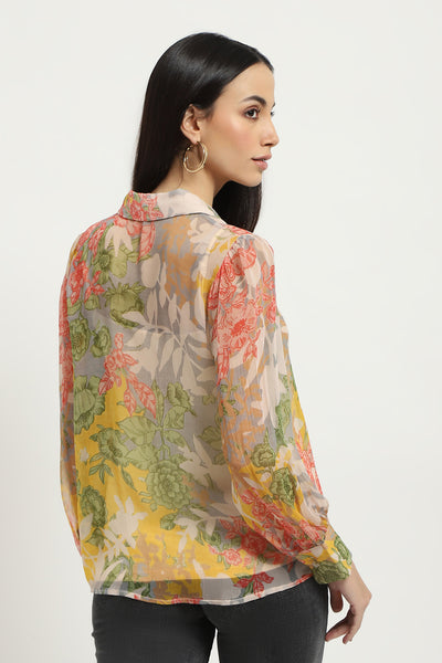 Label Ritu Kumar Multi Floriane Shirt With Camisole indian designer wear online shopping melange singapore