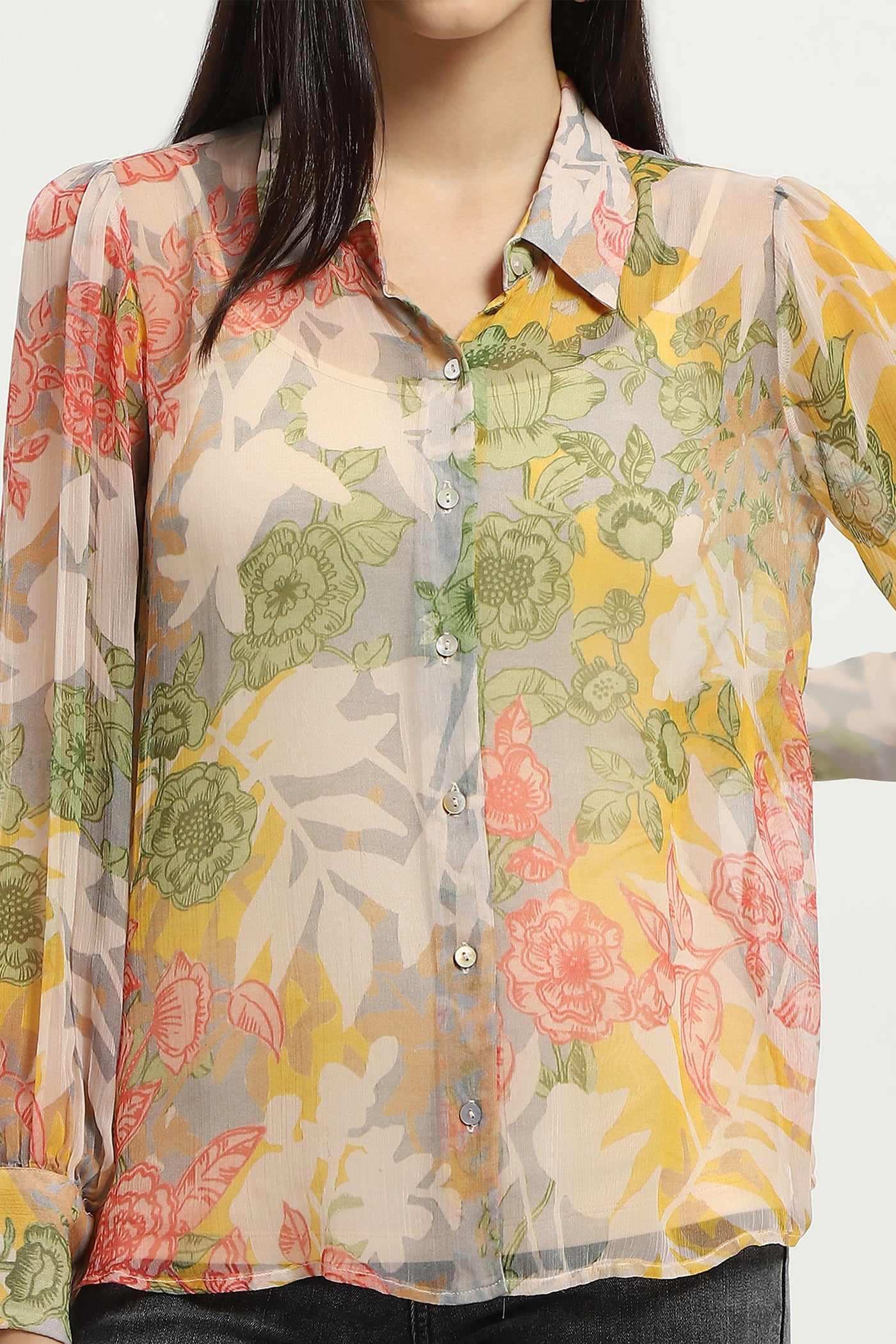 Label Ritu Kumar Multi Floriane Shirt With Camisole indian designer wear online shopping melange singapore