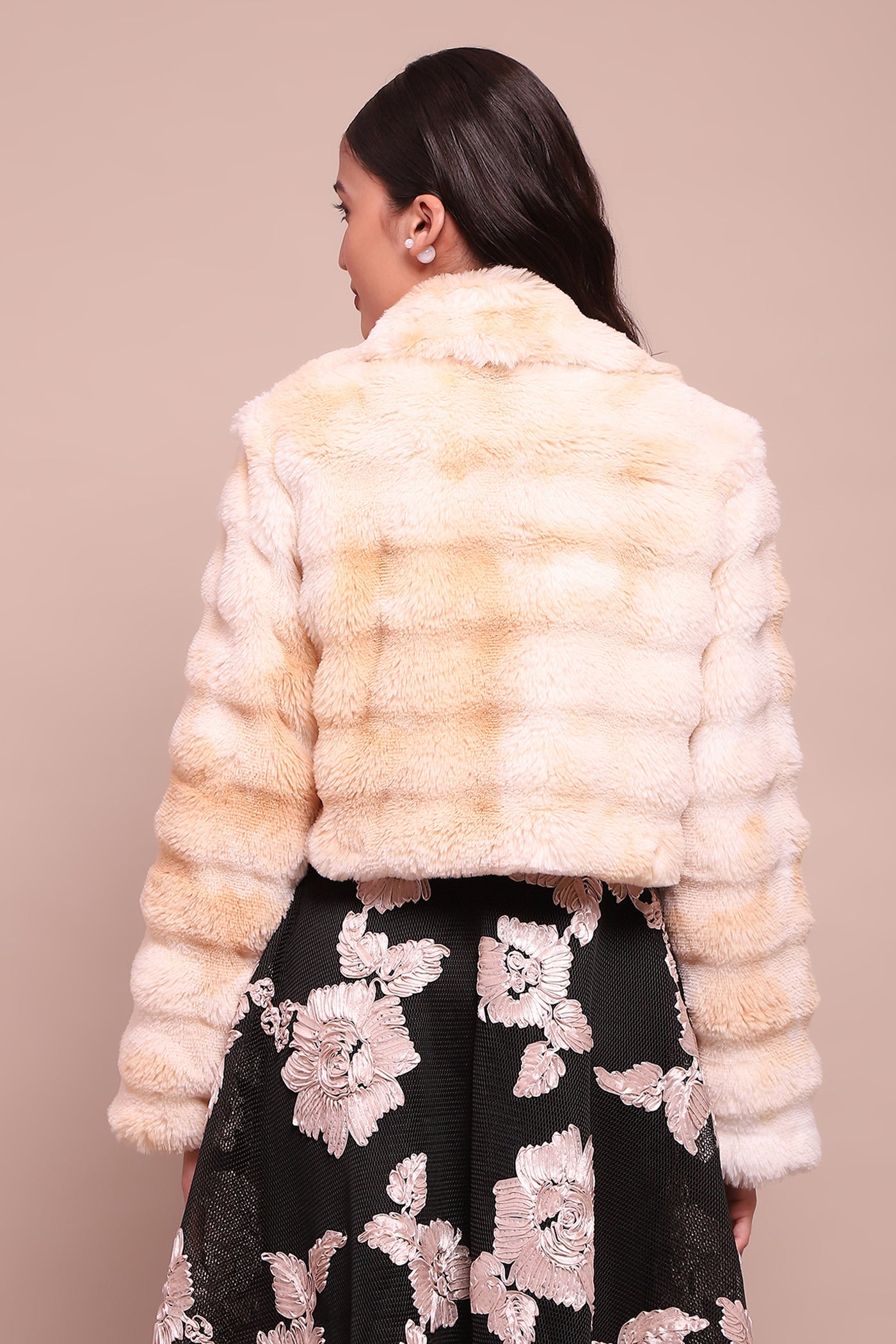 Label Ritu Kumar Off White Asher Faux Fur Jacket indian designer wear online shopping melange singapore