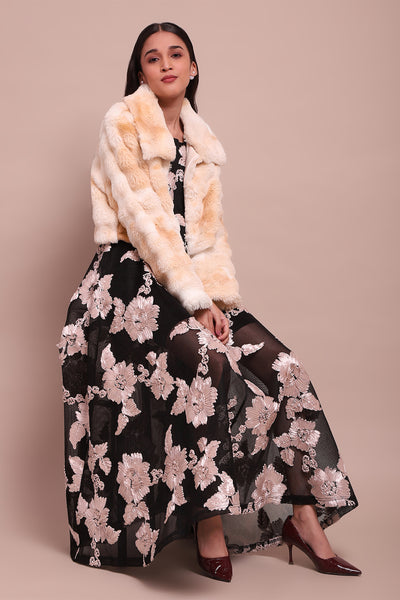 Label Ritu Kumar Off White Asher Faux Fur Jacket indian designer wear online shopping melange singapore