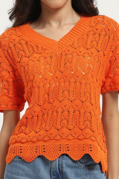 Label Ritu Kumar Orange Aubrey Top indian designer wear online shopping melange singapore
