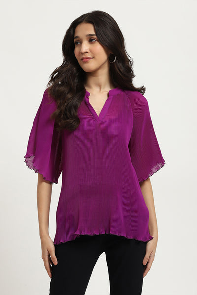 Label Ritu Kumar Purple Tracy Top With Camisole indian designer wear online shopping melange singapore