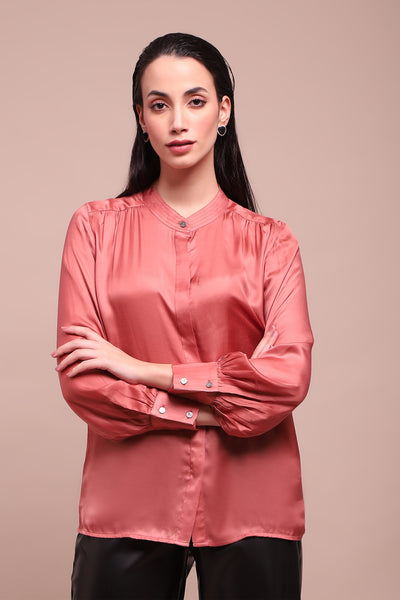 Label Ritu Kumar Rust Lenore Shirt indian designer wear online shopping melange singapore