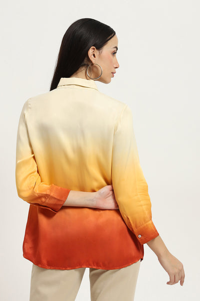 Label Ritu Kumar Yellow Bianca Ombre Shirt indian designer wear online shopping melange singapore