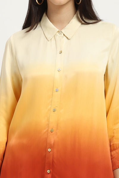 Label Ritu Kumar Yellow Bianca Ombre Shirt indian designer wear online shopping melange singapore