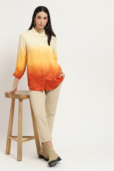 Label Ritu Kumar Yellow Bianca Ombre Shirt indian designer wear online shopping melange singapore