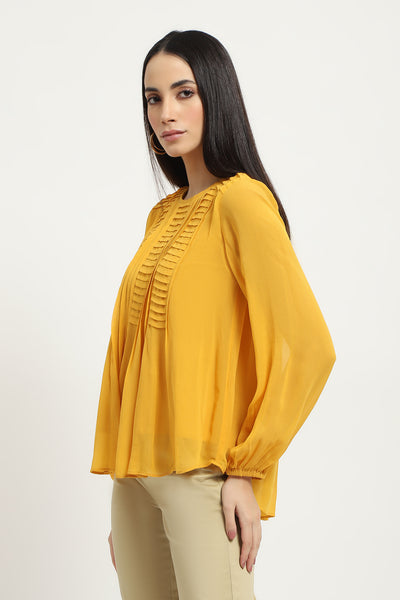 Label Ritu Kumar Yellow Leena Top indian designer wear online shopping melange singapore