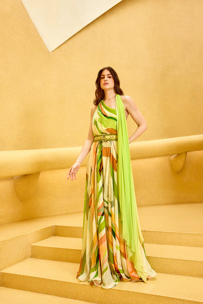 Mandira Wirk Pink Florid Dress Lime Summer Crisp Ombre Jumpsuit indian designer wear online shopping melange singapore