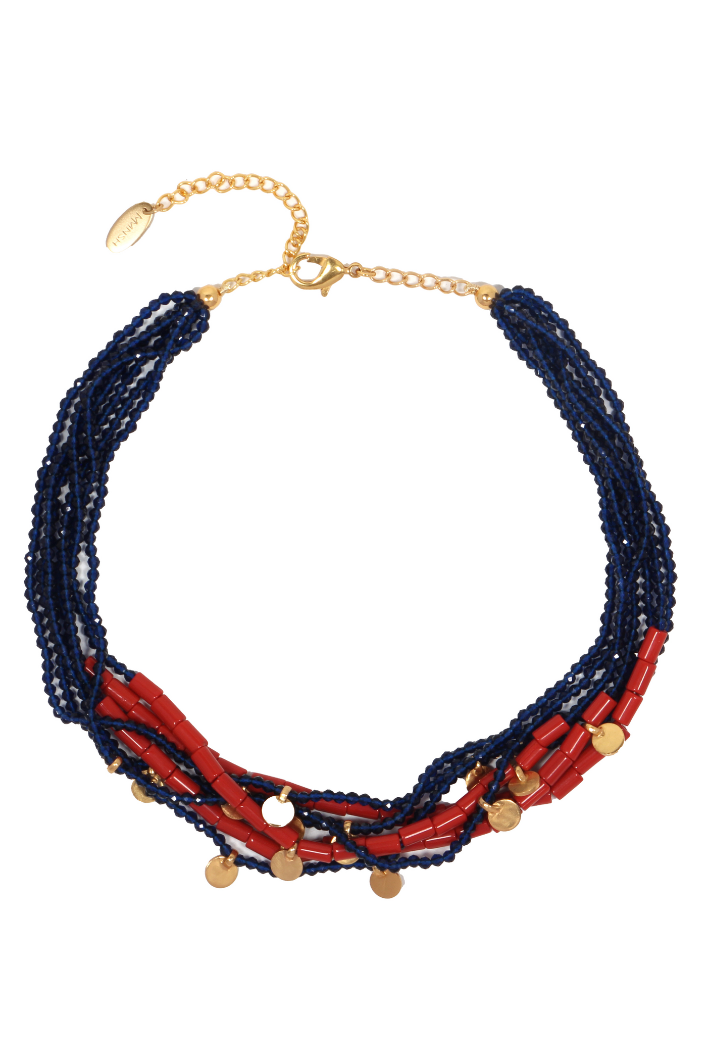 MNSH Bohême Beads Coral Necklace Red Blue Online Shopping Womenswear Indian Designer Wear Melange Singapore Festival Weddings Destination Weddings Resort