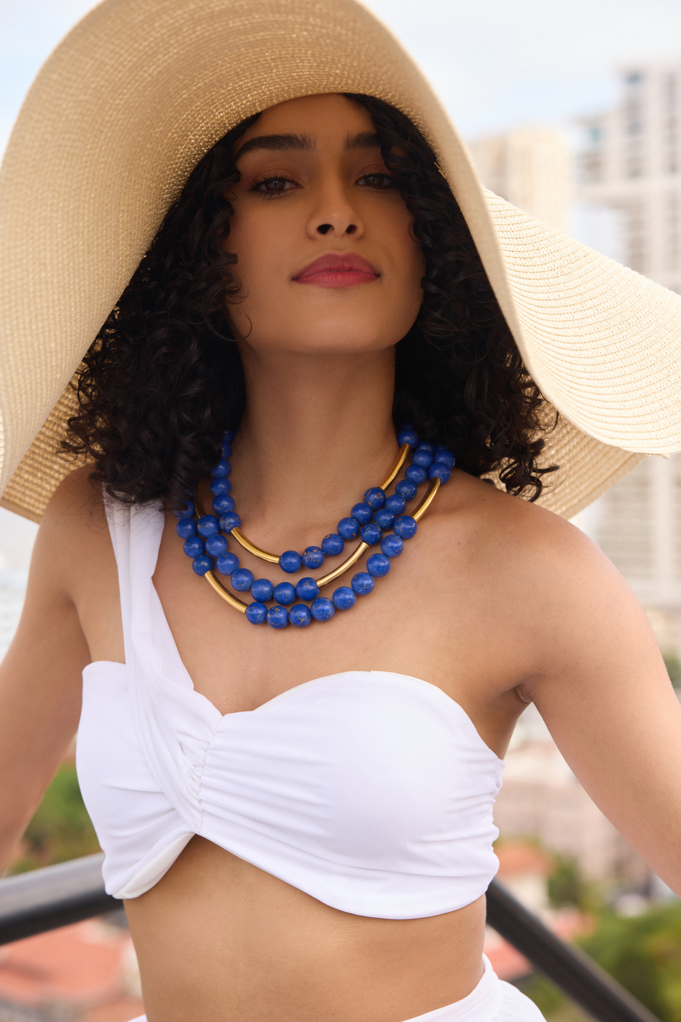 MNSH Bohême Beads Lapis Layered Necklace Blue Gold Womenswear Online Shopping Melange Singapore Indian Designer Wear Festival Weddings Destination Wedding Resort