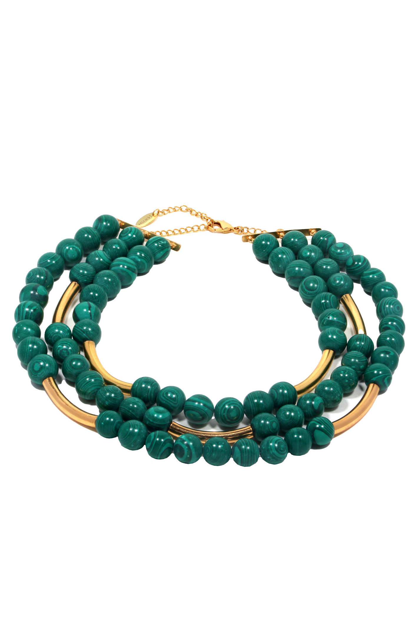 MNSH Bohême Beads Malachite Layered Necklace Green Gold Online Shopping Womenswear Indian Designer Wear Melange Singapore Festival Weddings Destination Weddings Resort