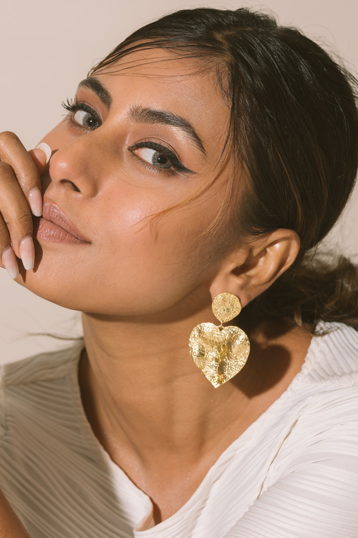 MNSH Crushed Heart Earrings indian designer wear online shopping melange singapore