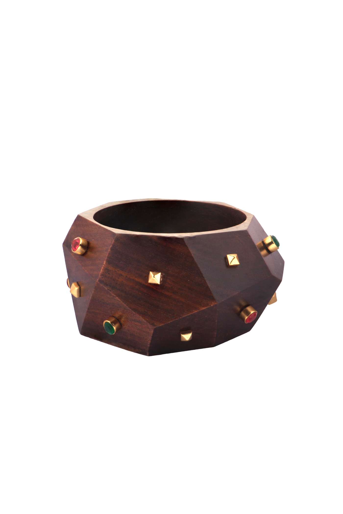 MNSH Faceted Bangle Wood Gold Online Shopping Indian Designer Wear Melange Singapore Resort Gifting