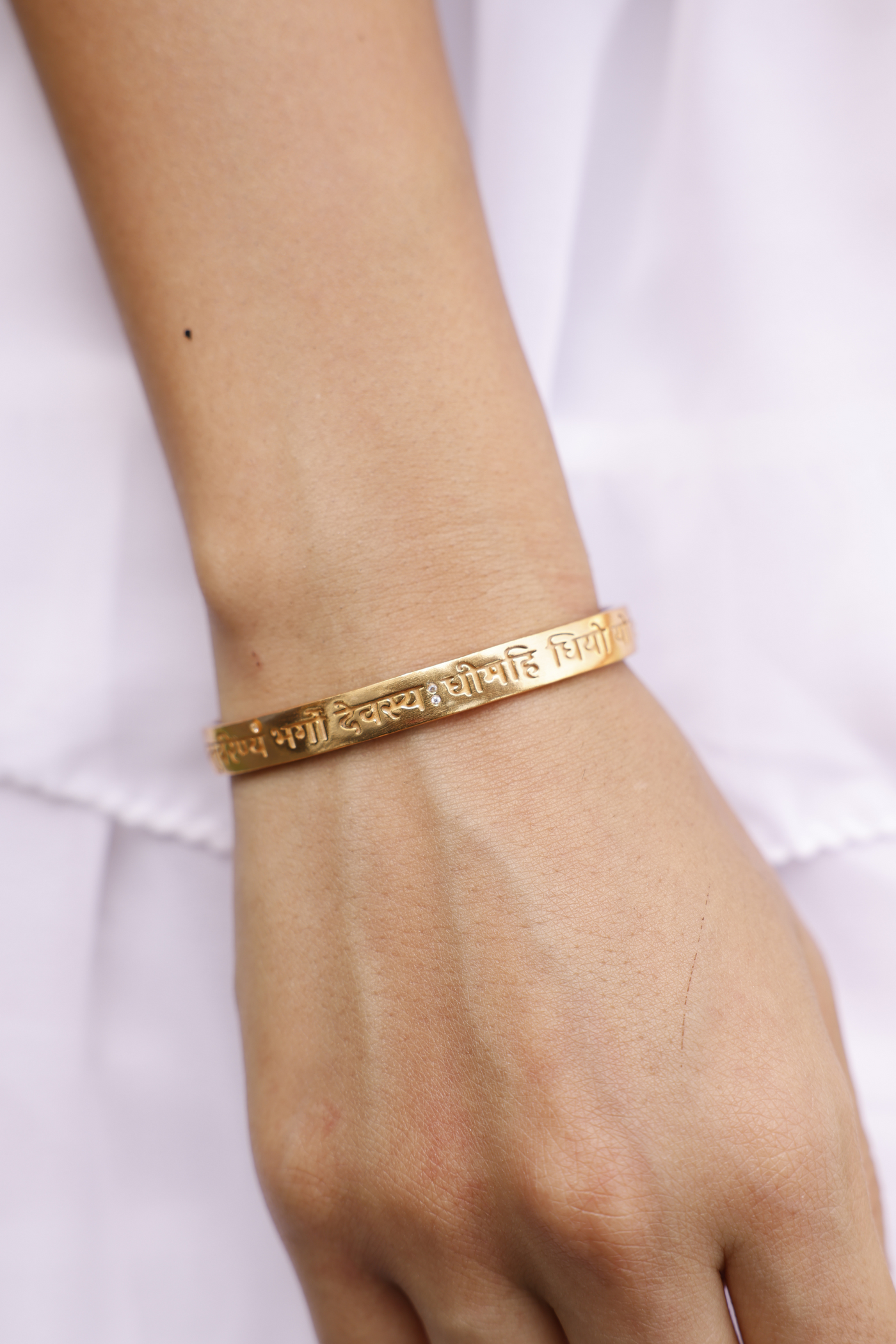 MNSH Gayatri Mantra Cuff Gold Online Shopping Melange Singapore Indian Designer Wear Gifting Destination Weddings