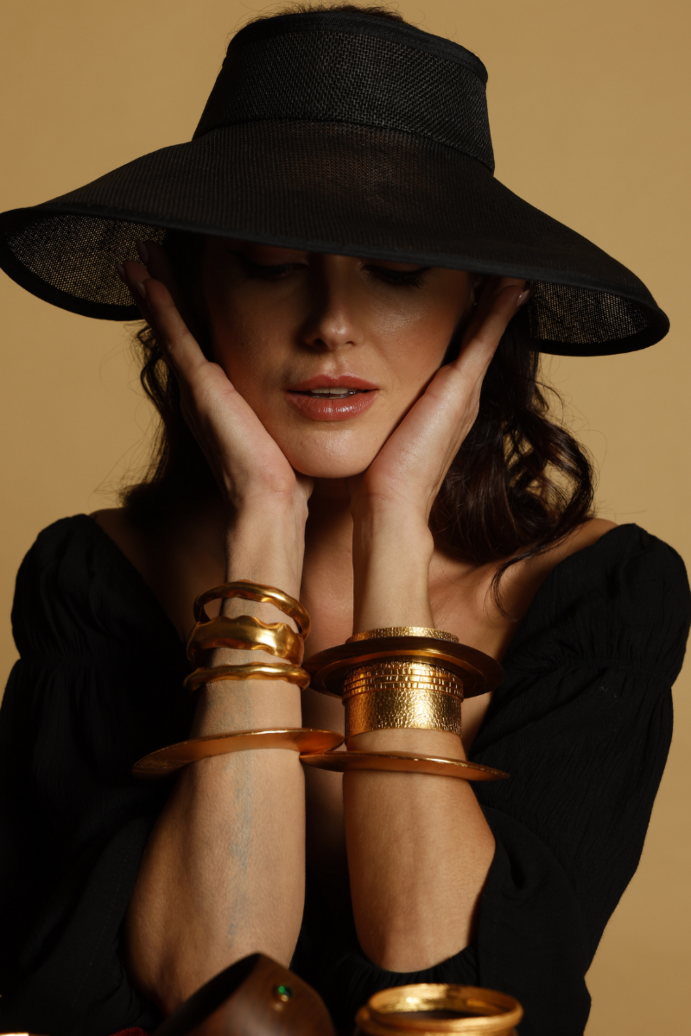 MNSH Gold Triple Cuff Online Shopping Melange Singapore Resort Gifting Indian Designer Wear Womenswear