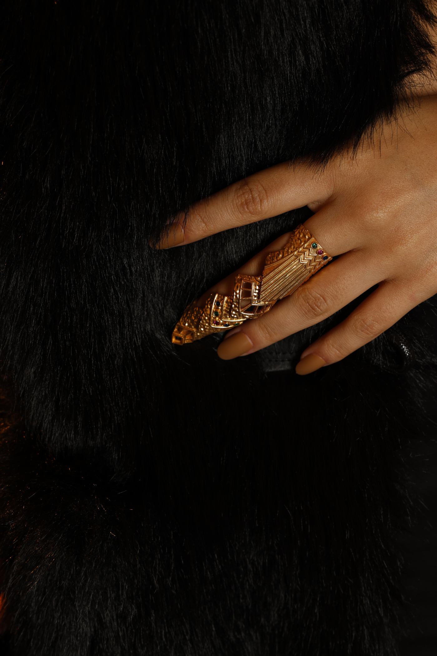 MNSH Mob Wife Virginia Studded Finger Ring Gold Indian Designer Wear Melange Singapore Online Shopping Resort Gifting