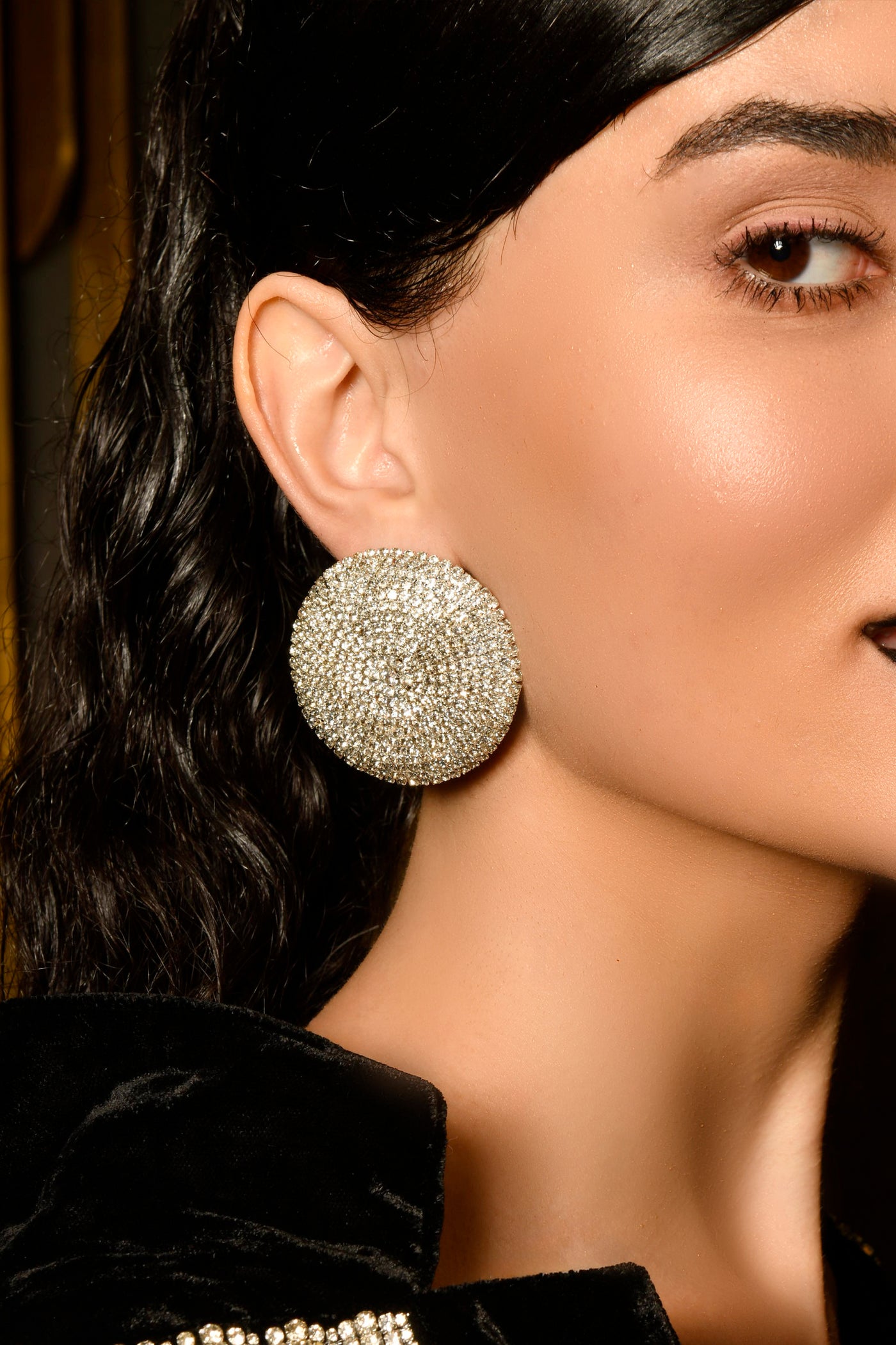 MNSH Rhinestone Dome Earring indian designer wear online shopping melange singapore