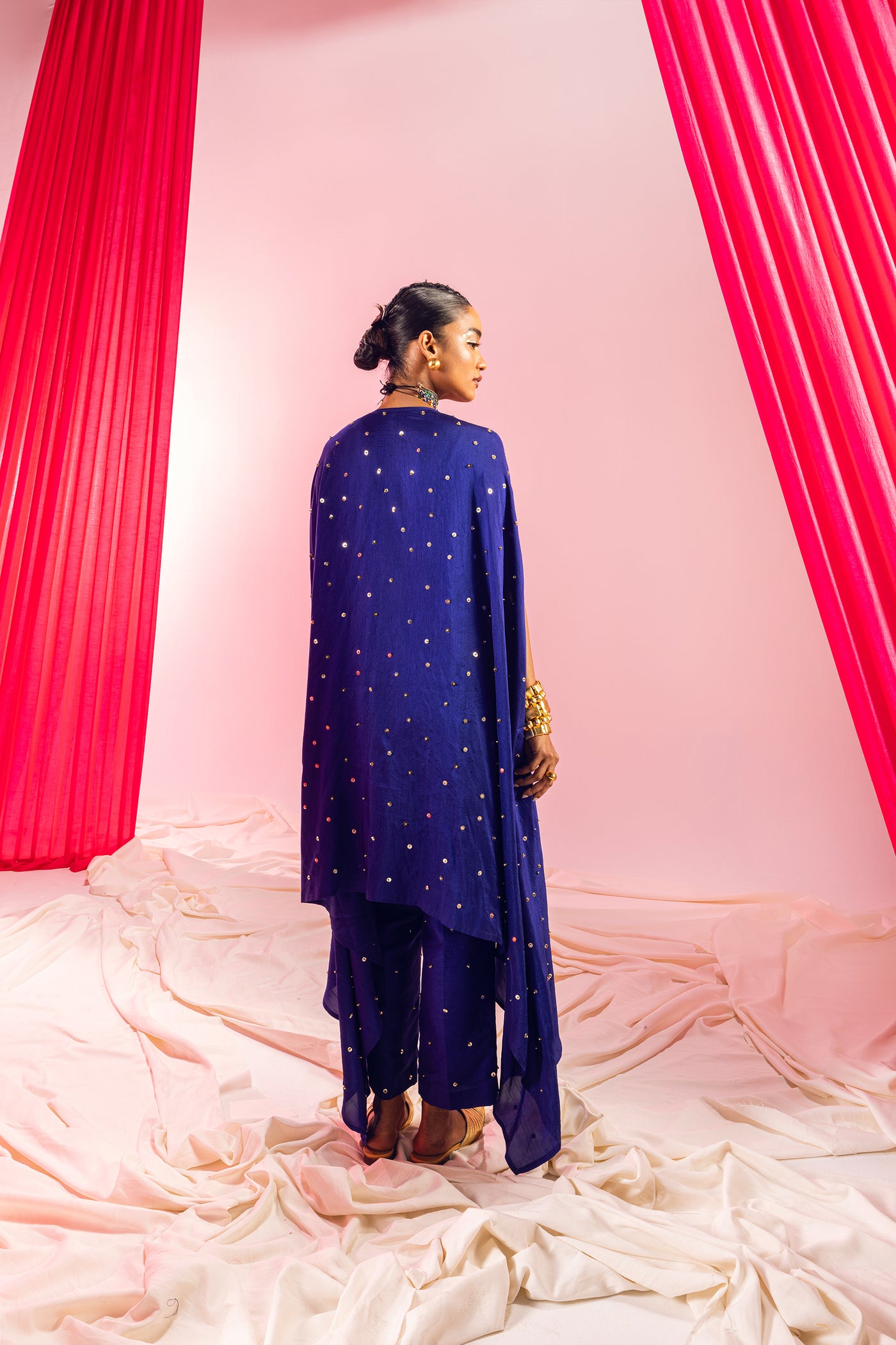 Maison Blu Blue Cape Set indian designer wear online shopping melange singapore