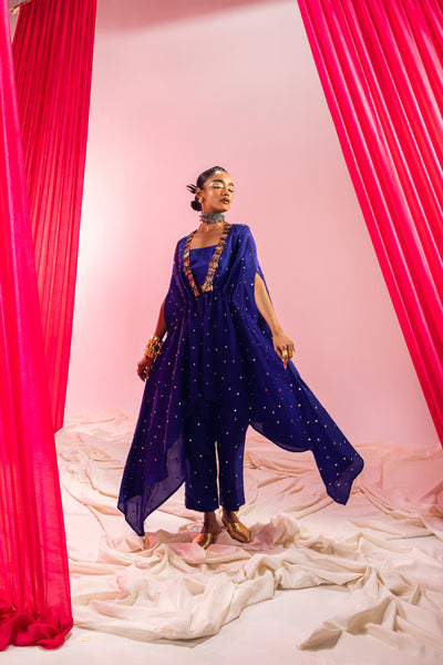 Maison Blu Blue Cape Set indian designer wear online shopping melange singapore