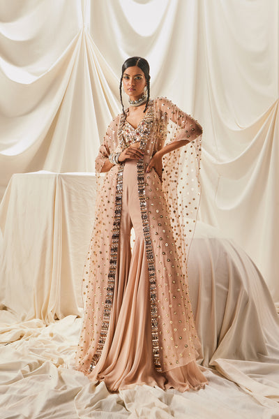 Maison Blu Nude Fully Embellished Gharara Set indian designer wear online shopping melange singapore