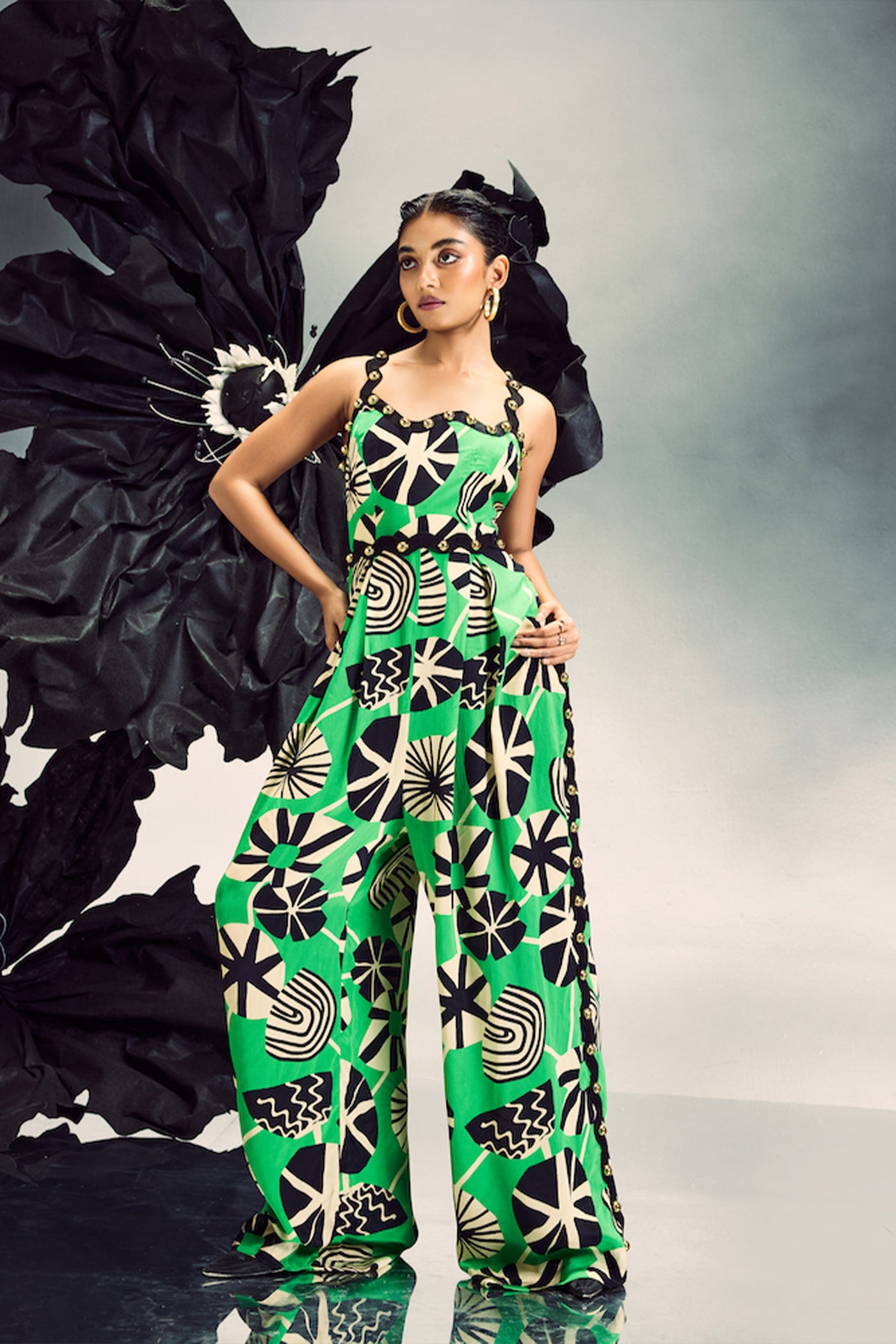 Maison Blu Studded Jumpsuit With Belt indian designer wear online shopping melange singapore