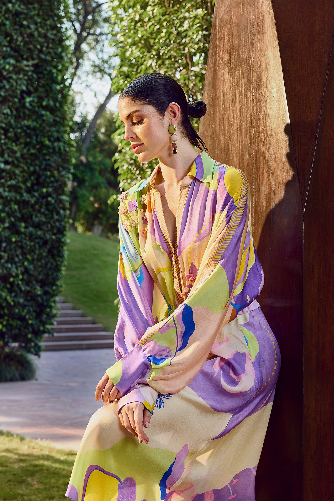 Mandira Wirk High-Low Shirt Dress indian designer wear online shopping melange singapore