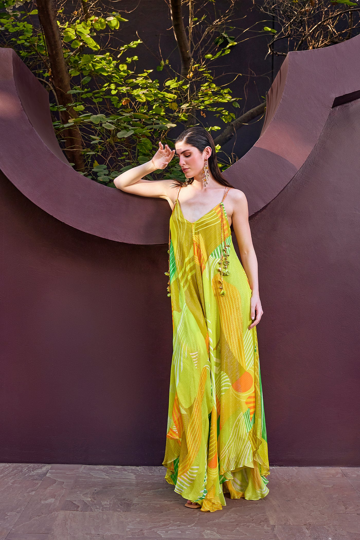 Mandira Wirk Lurex Strappy Backless Flowy Dress indian designer wear online shopping melange singapore