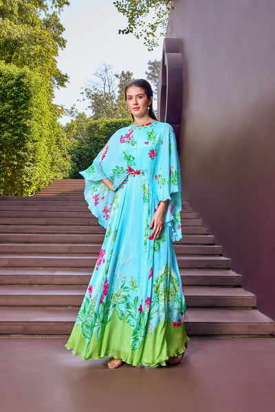 Mandira Wirk Mint Green Floral Dress indian designer wear online shopping melange singapore