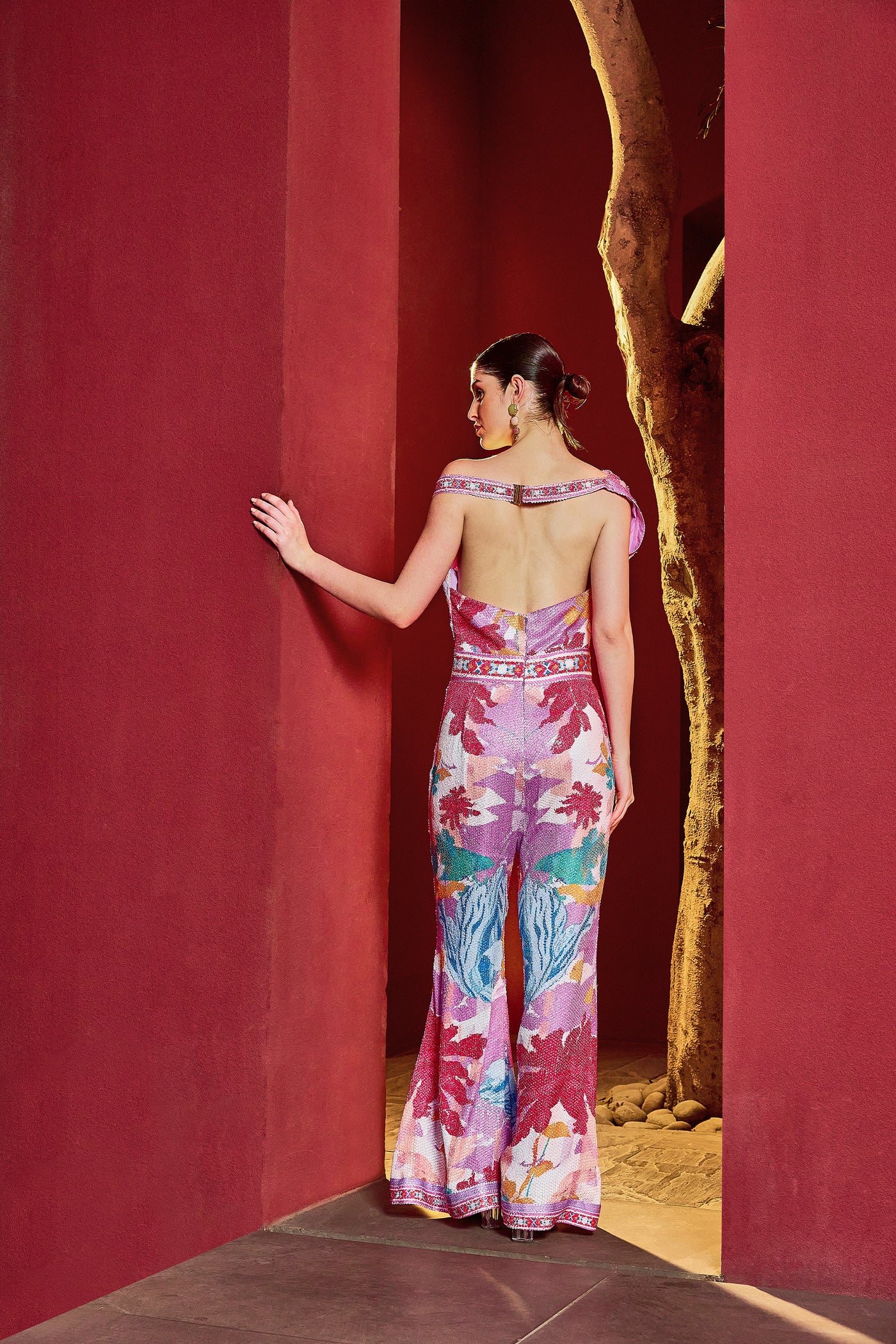 Mandira Wirk Multi Floral Romance Jumpsuit indian designer wear online shopping melange singapore